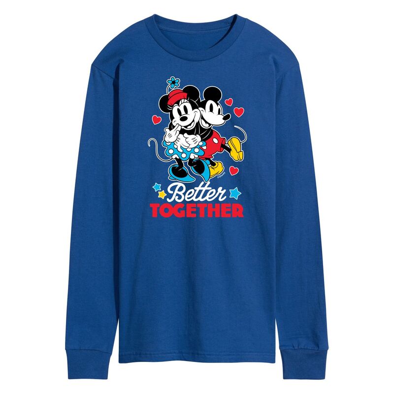 ウォルトディズニー メンズ トップス ティーシャツ Disney\u0027s Men\u0027s Better Together Long Sleeve Tee Blue 青色 トップス-Tシャツ・カットソー
