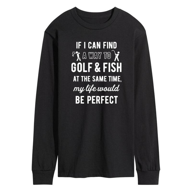 アニメ人となり メンズ トップス ティーシャツ グラフィック Licensed Character Men\u0027s Golf \u0026 Fish Long Sleeve Graphic Tee Black 黒いこと メンズファッション-Tシャツ・カットソー