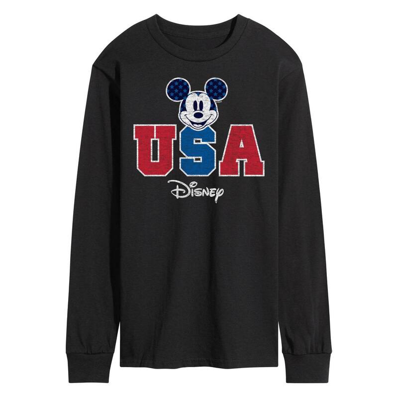 ウォルトディズニー メンズ トップス プルオーバー グラフィック Disney\u0027s Mickey Mouse Men\u0027s USA Long Sleeve Graphic Tee Black 黒いこと