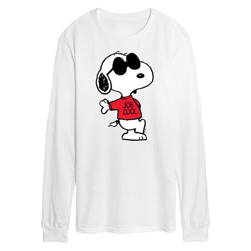 アニメ人となり メンズ トップス プルオーバー グラフィック Licensed Character Men\u0027s Peanuts Joe Coolong Sleeve Graphic Tee White 白いこと