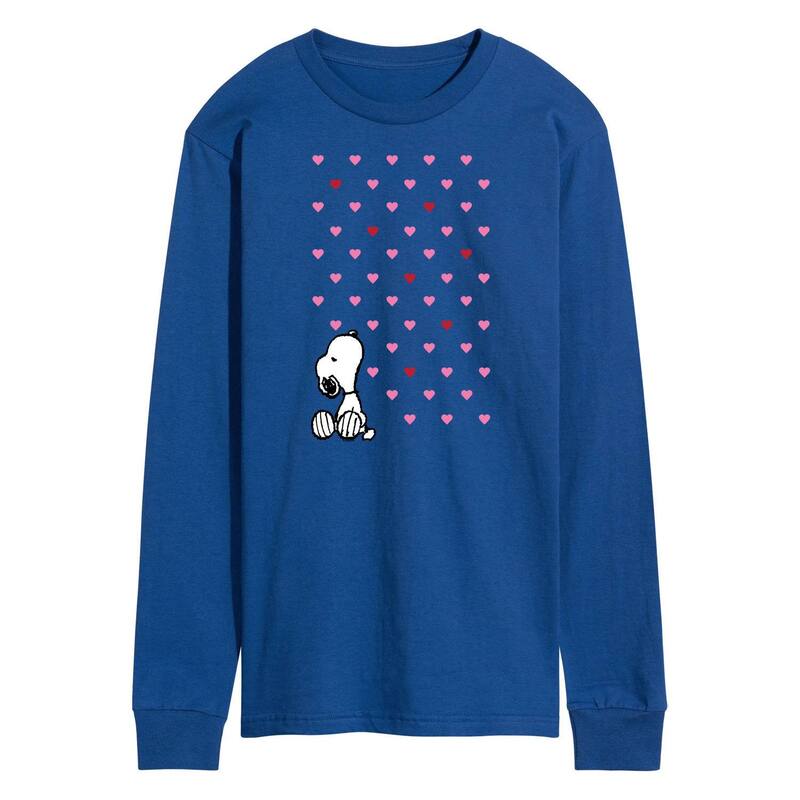 アニメキャラクター メンズ トップス Tシャツ グラフィック Licensed Character Men's Peanutsnoopy Heart Long Sleeve Graphic Tee Blue ブルー