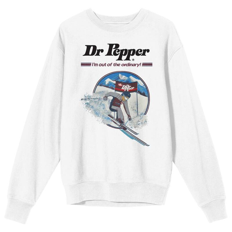 アニメ人となり メンズ トップス ティーシャツ 流汗 グラフィック Licensed Character Men\u0027s Dr. Pepper I\u0027m Out of the Ordinary Skiingraphic Sweatshirt White 白いこと Tシャツ・カットソー-メンズファッション