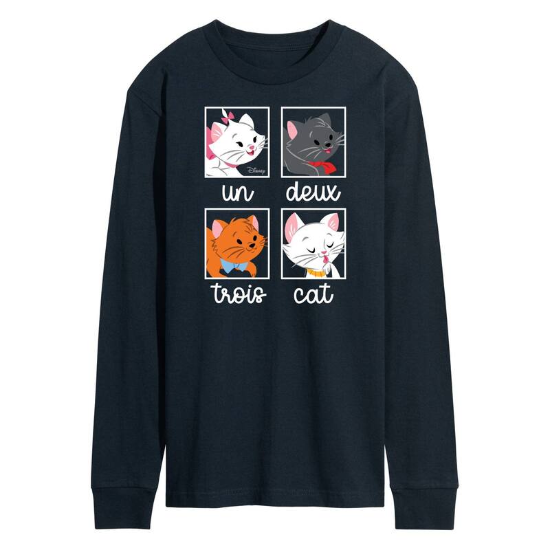 ウォルトディズニー メンズ トップス ティーシャツ グラフィック Disney\u0027s The Aristocats Men\u0027s Un Deux Trois Cat Long Sleeve Graphic Tee Navy 米国海軍 Tシャツ・カットソー-トップス-メンズファッション