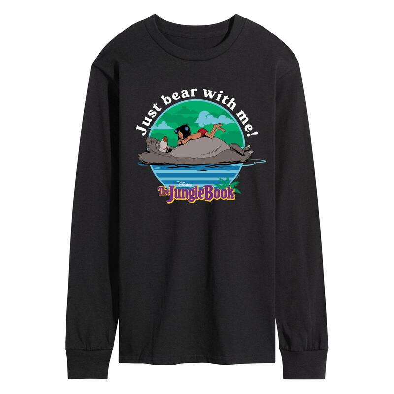 ディズニー メンズ トップス Tシャツ グラフィック Disney The Jungle Book Men Just Bear With Me Long Sleeve Graphic Tee Black ブラック