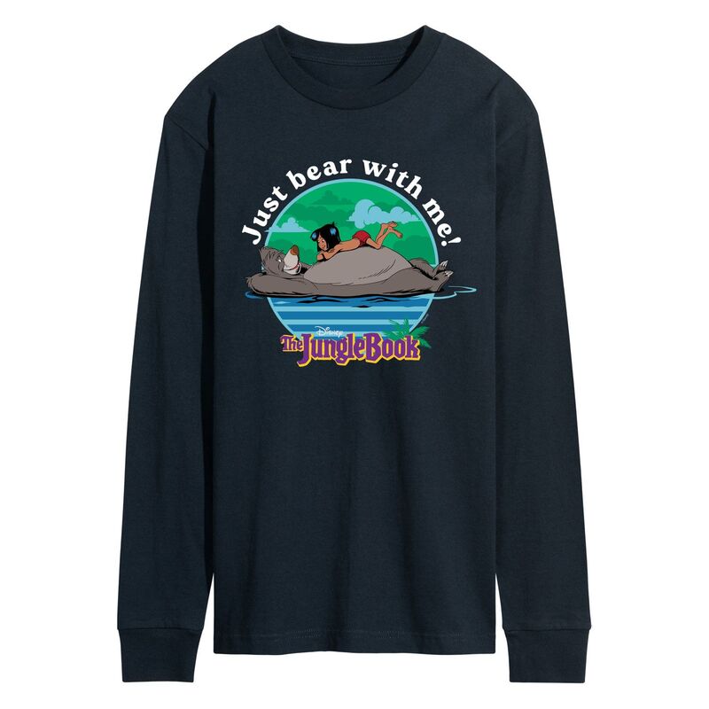 ディズニー メンズ トップス Tシャツ グラフィック Disney The Jungle Book Men Just Bear With Me Long Sleeve Graphic Tee Navy ネイビー