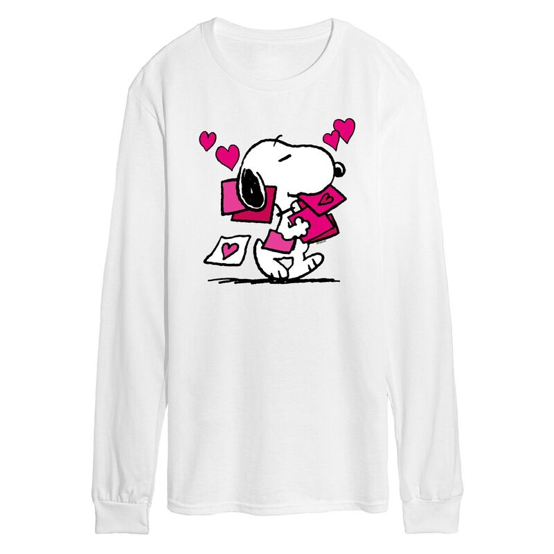 アニメ人となり メンズ トップス ティーシャツ グラフィック Licensed Character Men\u0027s Peanutsnoopy Valentines Cards Long Sleeve Graphic Tee White 白いこと トップス-メンズファッション-Tシャツ・カットソー