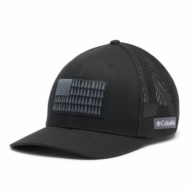 コロンビア メンズ アクセサリー 帽子 メッシュ キャップ Men's Columbia FlexFit Mesh Tree Flag Fitted Cap Black ブラック｜ReVida 店 8,610円