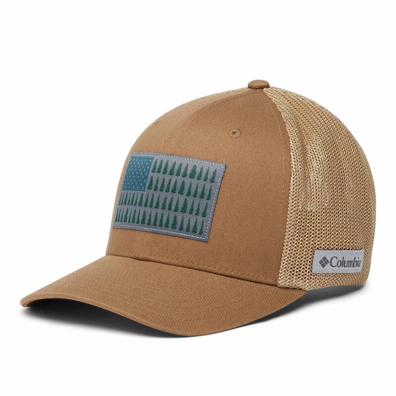 コロンビア メンズ アクセサリー 帽子 メッシュ キャップ Men's Columbia FlexFit Mesh Tree Flag Fitted Cap Delta｜ReVida 店