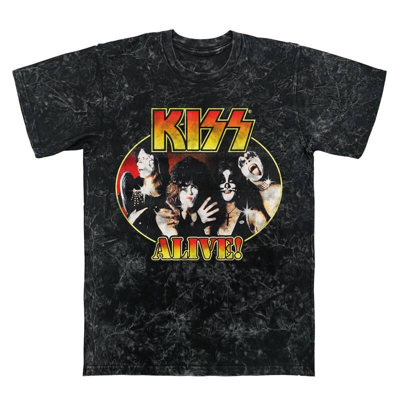 アニメキャラクター メンズ トップス Tシャツ ヴィンテージ グラフィック Licensed Character Men's Kiss Alive Vintage Graphic Tee Black Mineral Wash ブラック
