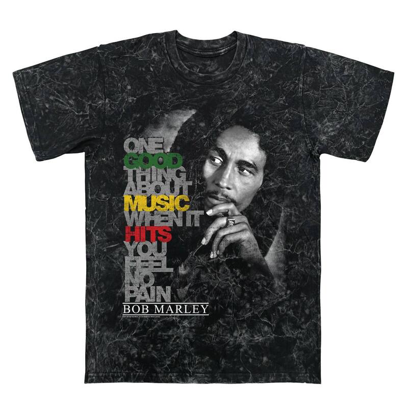 アニメキャラクター メンズ トップス Tシャツ グラフィック Licensed Character Men's Bob Marley Lyric Good Music Graphic Tee Black Mineral Wash ブラック