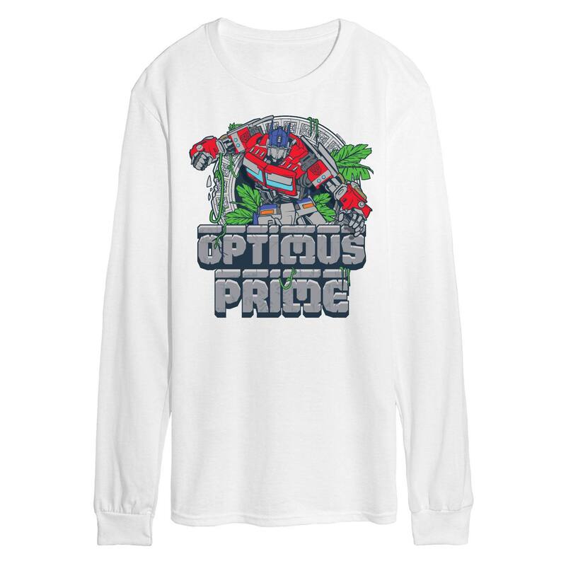 アニメ人となり メンズ トップス プルオーバー グラフィック Licensed Character Men\u0027s Transformers Optimus Prime Long Sleeve Graphic Tee White 白いこと