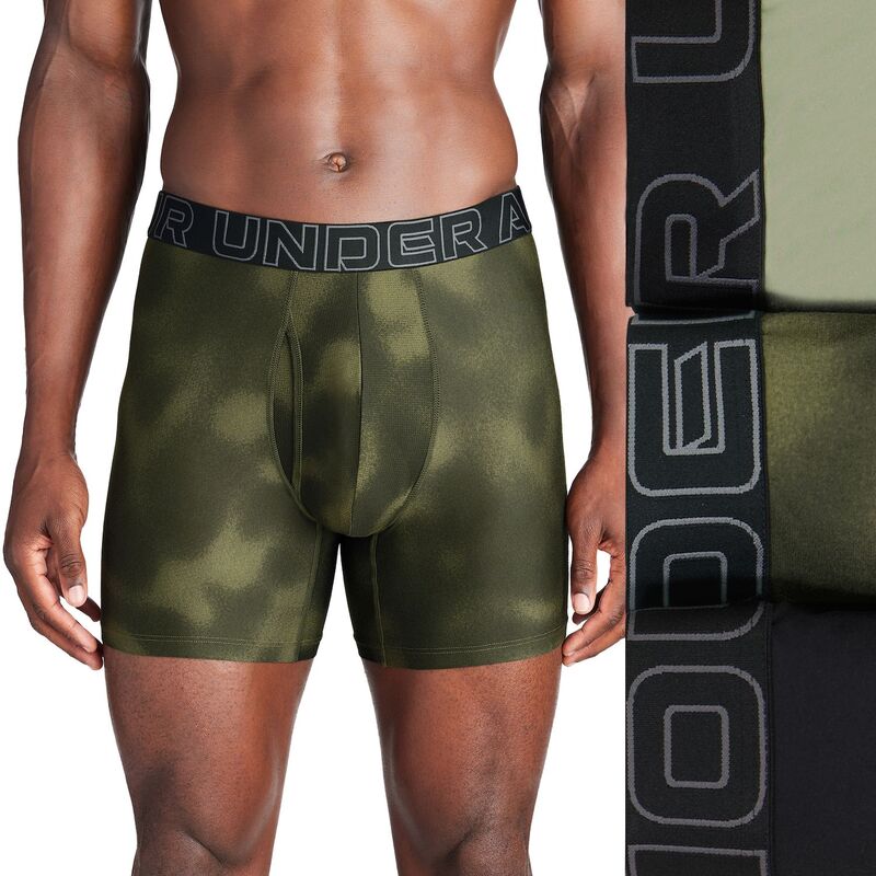 アンダーアーマー メンズ アンダーウェア ボクサーパンツ プリント Men's Under Armour 3-pack Performance Tech Printed 6-in. Boxer Briefs Grove Green グリーン｜ReVida 店