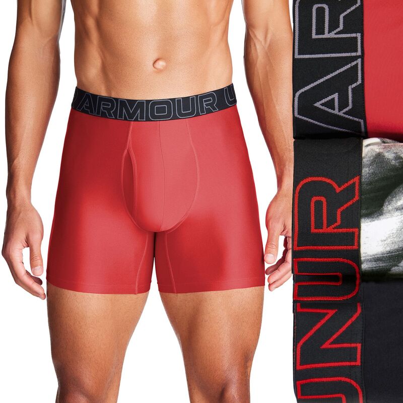 アンダーアーマー メンズ アンダーウェア ボクサーパンツ Men's Under Armour 3-pack Performance Tech 6-in. Boxer Briefs Red レッド|ReVida 店
