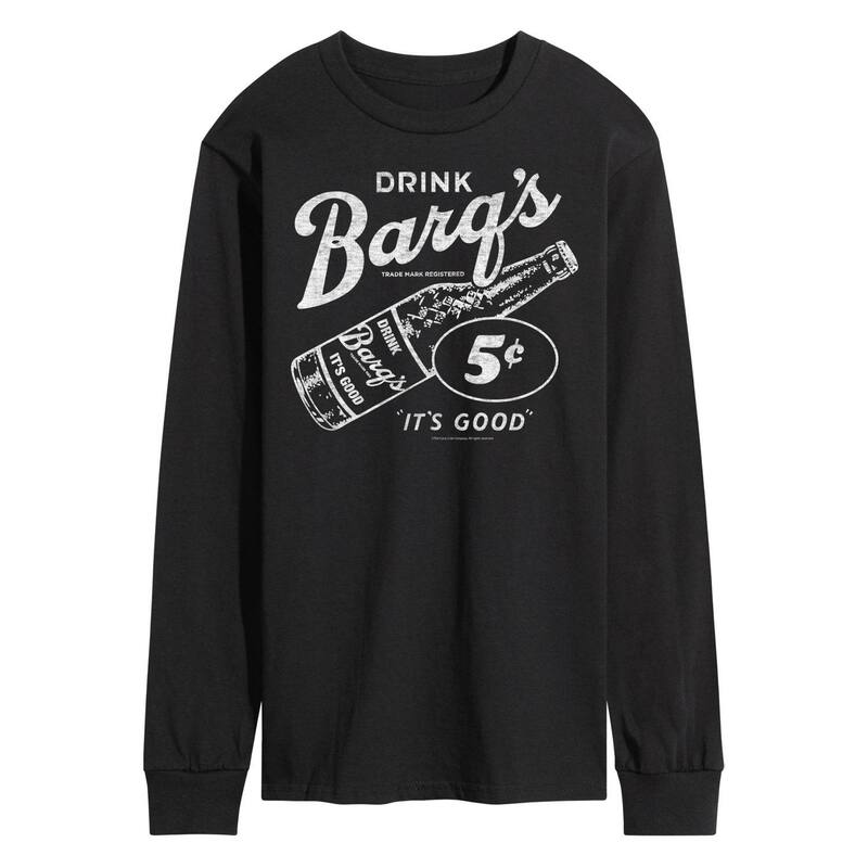 アニメ人となり メンズ トップス ティーシャツ ヴィンテージ グラフィック Licensed Character Men\u0027s Barq\u0027s Vintage Ad Long Sleeve Graphic Tee Black 黒いこと Tシャツ・カットソー-トップス