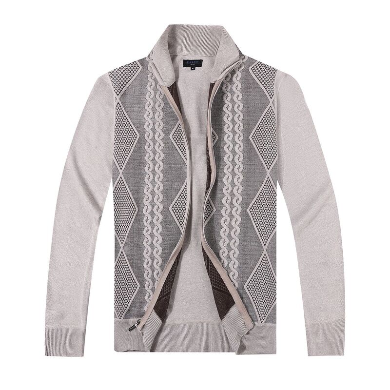 ジョベルティ メンズ アウター ニット・セーター カーディガン Gioberti Men's Full Zip Lightweight Geometric Design Cardigan Sweater Khaki カーキ｜ReVida 店 8,610円