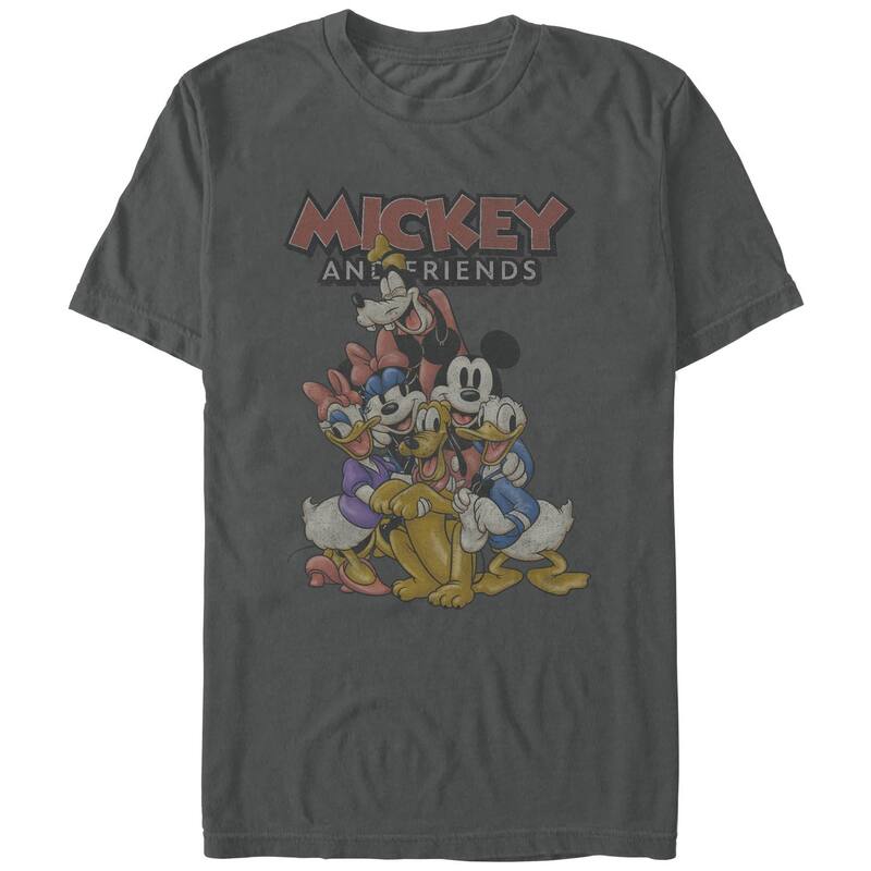 ディズニー メンズ トップス Tシャツ グラフィック Men's Comfort Colors Disney's Mickey Mouse And Friends Group Hugraphic Tee Graphite グラファイト｜ReVida 店