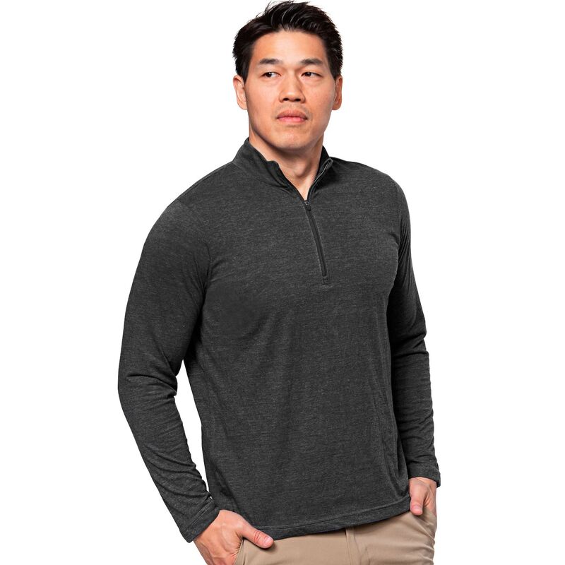 アンティグア メンズ トップス Tシャツ Men Antigua Peak Quarter-Zipullover Heather Black ブラック
