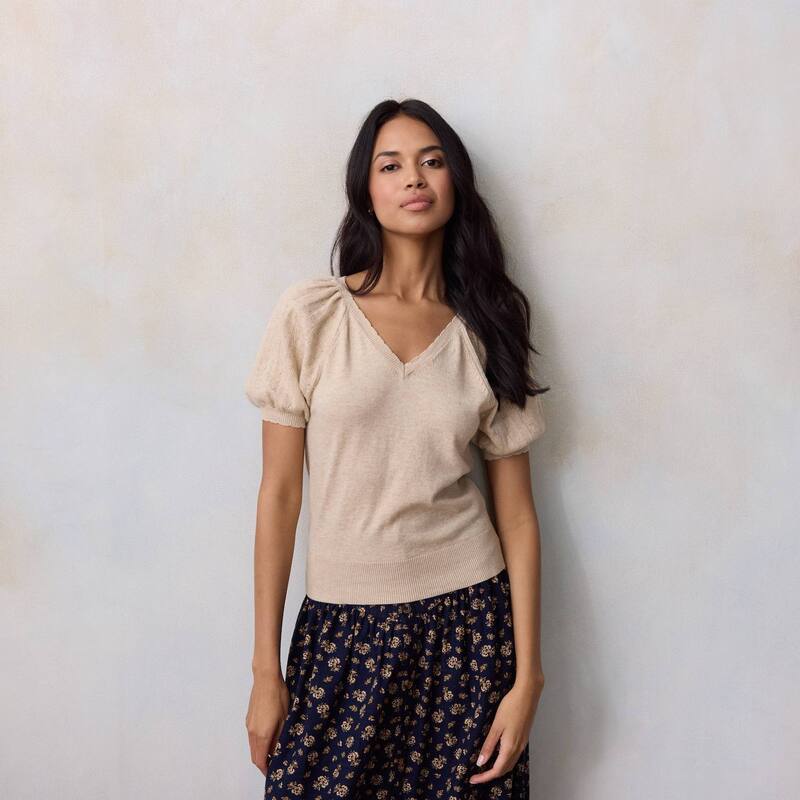 LC Lauren Conrad レディース アウター ニット・セーター Vネック Tシャツ Women's LC Lauren Conrad V-Necknitted Sweater Tee Light Faun Heather ヘザー