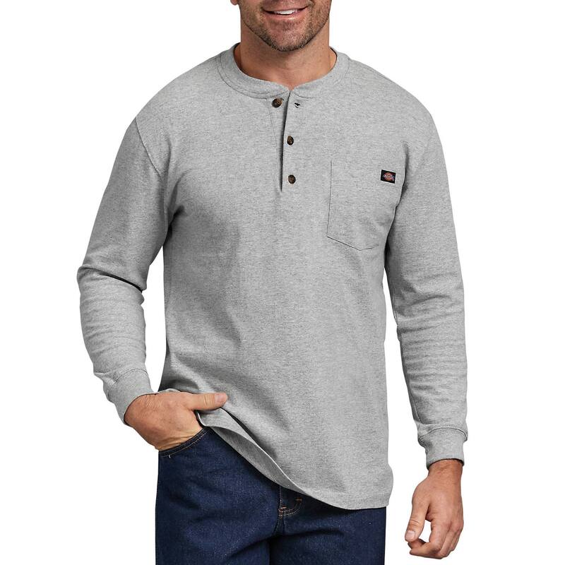 ディッキーズ メンズ トップス Tシャツ Men's Dickies Heavyweight Henley Gray グレー
