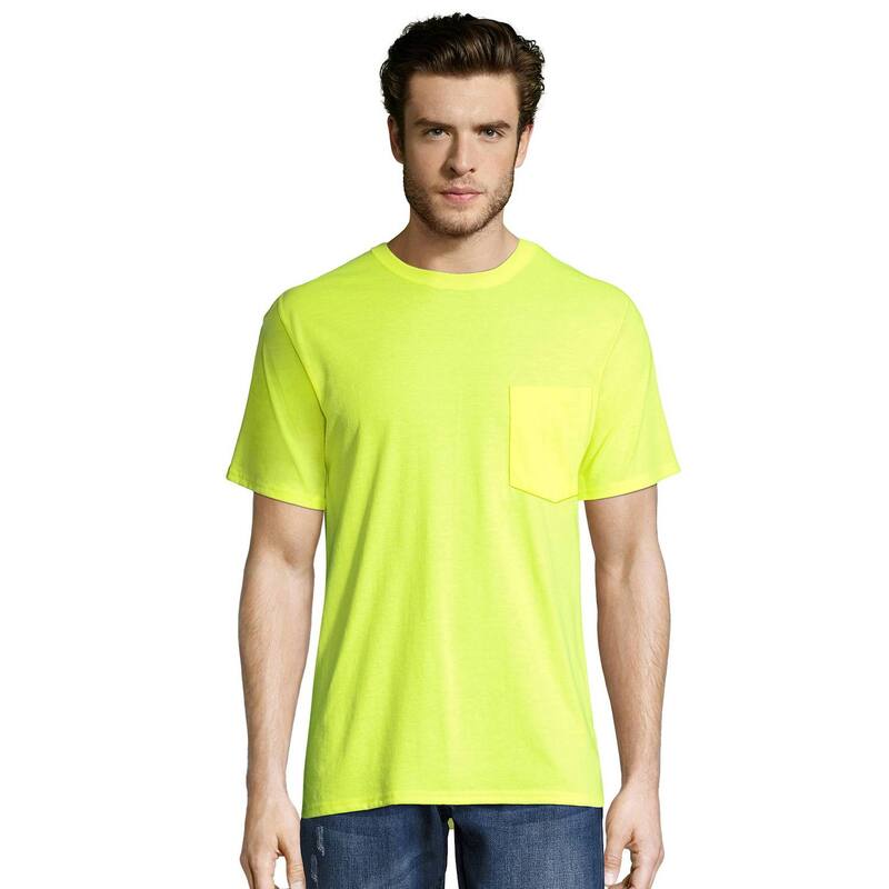 ヘインズ メンズ トップス Tシャツ クルーネック トール Big & Tall Hanes Workwear 2-pack X-Temp Fresh IQ Crewneck Pocketeesafety Green グリーン