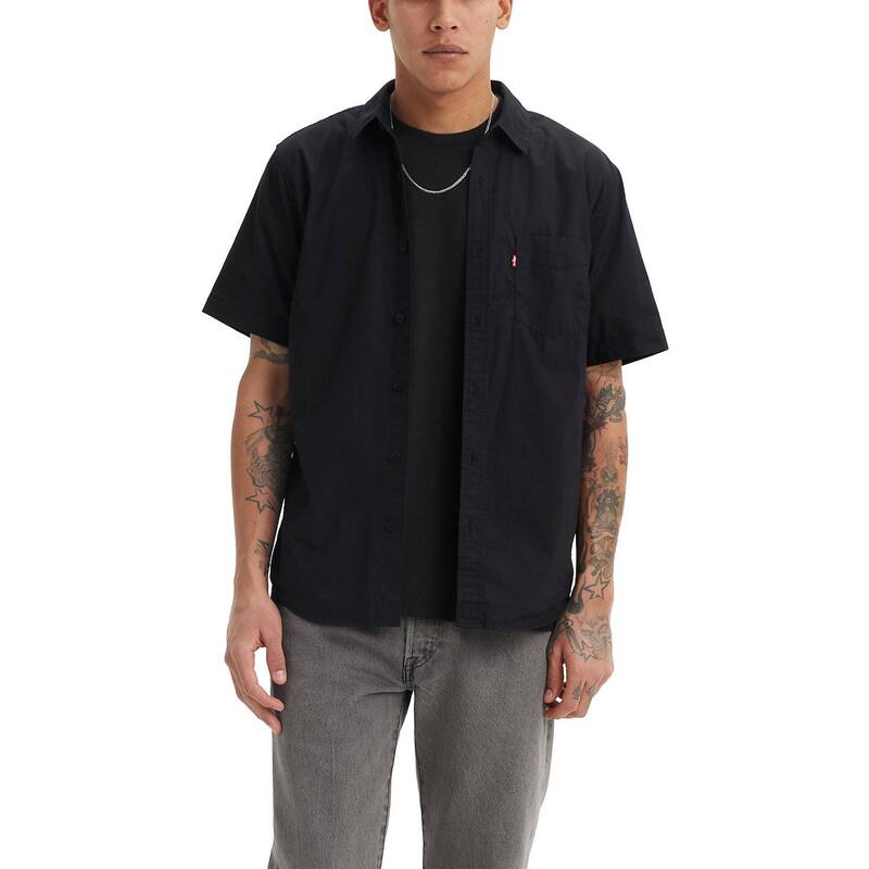 リーバイス メンズ トップス Tシャツ ボタンダウン Men's Levi's Classic Pocket Short Sleeve Button Down Jet Black ブラック｜ReVida 店 14,045円
