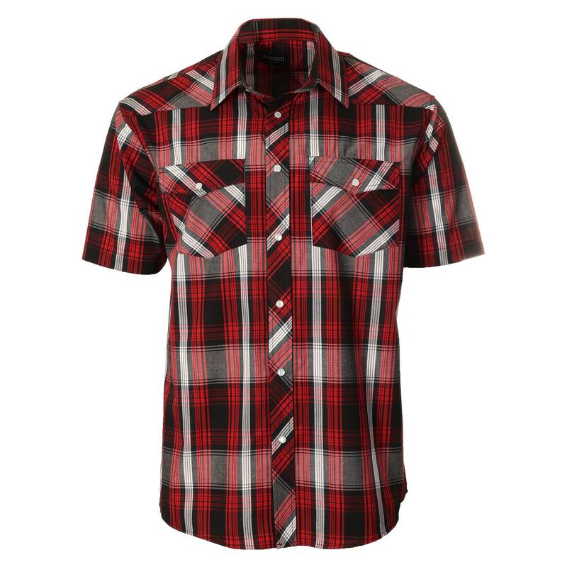 ジョベルティ メンズ トップス Tシャツ Gioberti Men's Western Cowboy Short Sleeve Shirt with Snap Buttons Black Red Whtie ブラック