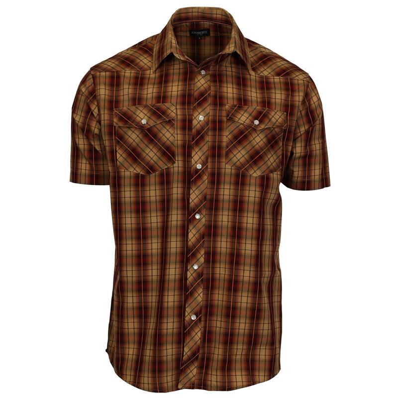 ジョベルティ メンズ トップス Tシャツ Gioberti Men's Western Cowboy Short Sleeve Shirt with Snap Buttons Khaki Burgundy バーガンディ|ReVida 店