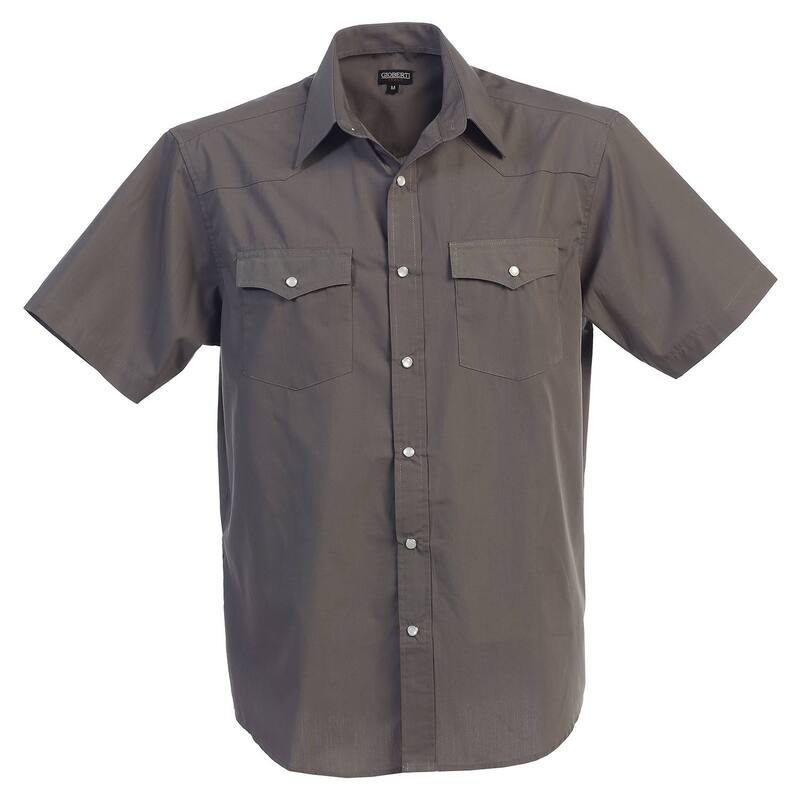 ジョベルティ メンズ トップス Tシャツ Gioberti Men's Casual Western Solid Short Sleeve Shirt With Pearl Snaps Gray グレー