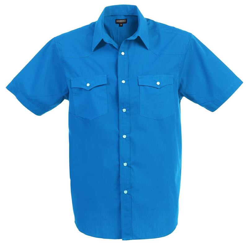 ジョベルティ メンズ トップス Tシャツ Gioberti Men's Casual Western Solid Short Sleeve Shirt With Pearl Snaps Turquoise ターコイズ|ReVida 店