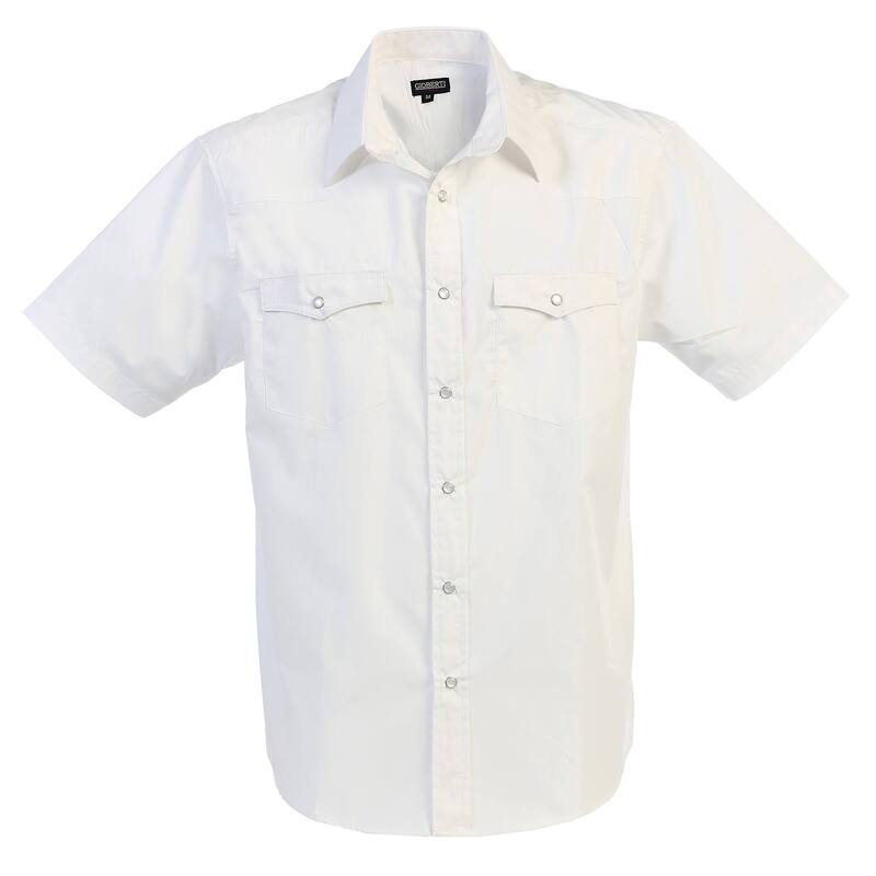 ジョベルティ メンズ トップス Tシャツ Gioberti Men's Casual Western Solid Short Sleeve Shirt With Pearl Snaps White ホワイト|ReVida 店
