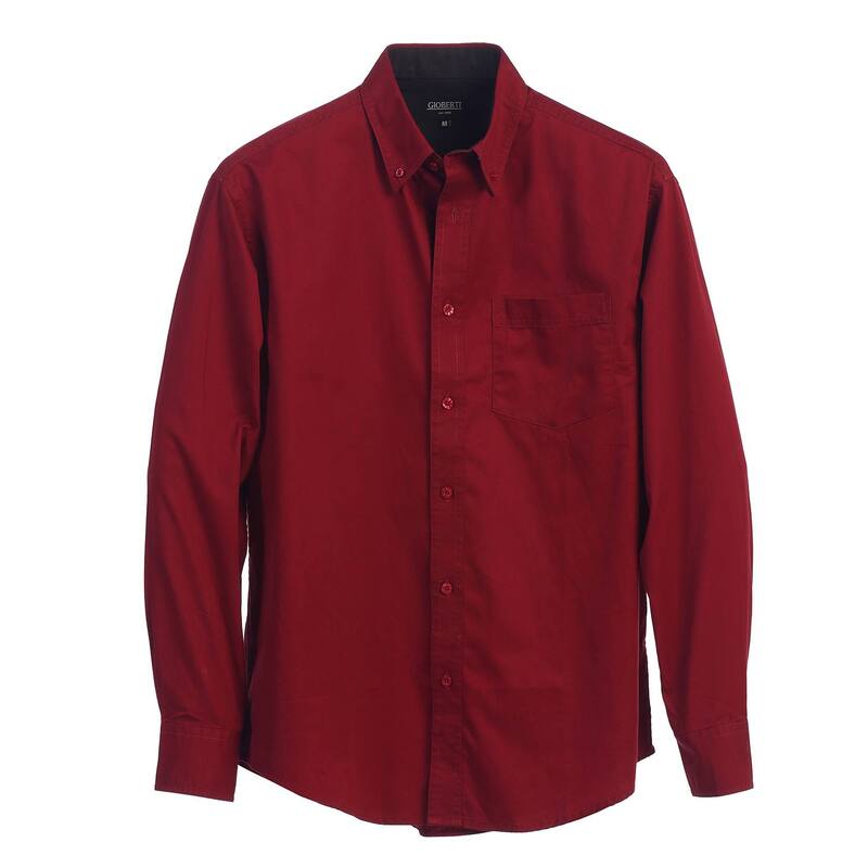 ジョベルティ メンズ トップス Tシャツ オックスフォード コントラスト コットン Gioberti Men's 100% Cotton Twill Oxford Shirt With Contrast Burgundy バーガンディ