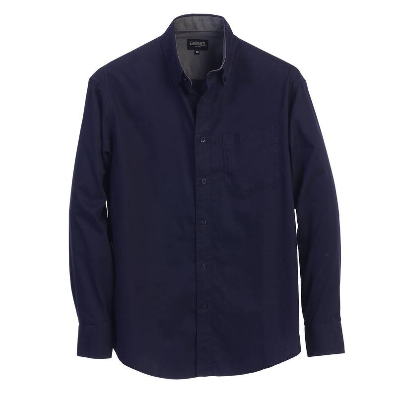 ジョベルティ メンズ トップス Tシャツ オックスフォード コントラスト コットン Gioberti Men's 100% Cotton Twill Oxford Shirt With Contrast Navy ネイビー