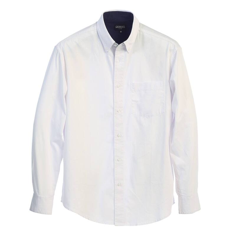 ジョベルティ メンズ トップス Tシャツ オックスフォード コントラスト コットン Gioberti Men's 100% Cotton Twill Oxford Shirt With Contrast White ホワイト