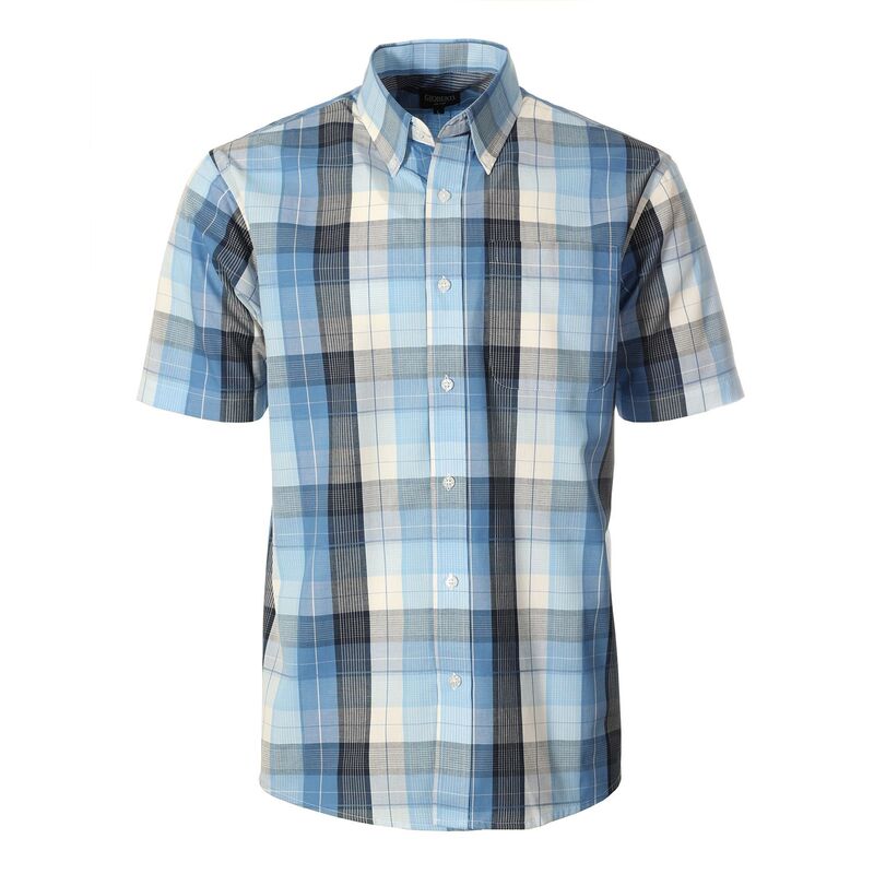 ジョベルティ メンズ トップス Tシャツ Gioberti Men's Plaid Short Sleeve Shirt Blue Band ブルー