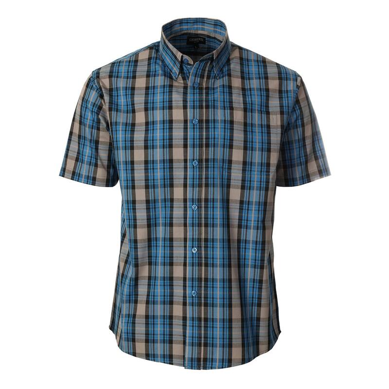 ジョベルティ メンズ トップス Tシャツ Gioberti Men's Plaid Short Sleeve Shirt Blue Cream Black クリーム
