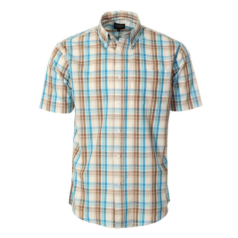 ジョベルティ メンズ トップス Tシャツ Gioberti Men's Plaid Short Sleeve Shirt Brown Blue ブルー 7,650円