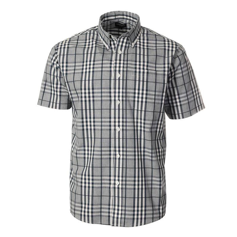 ジョベルティ メンズ トップス Tシャツ Gioberti Men's Plaid Short Sleeve Shirt Navy White ホワイト
