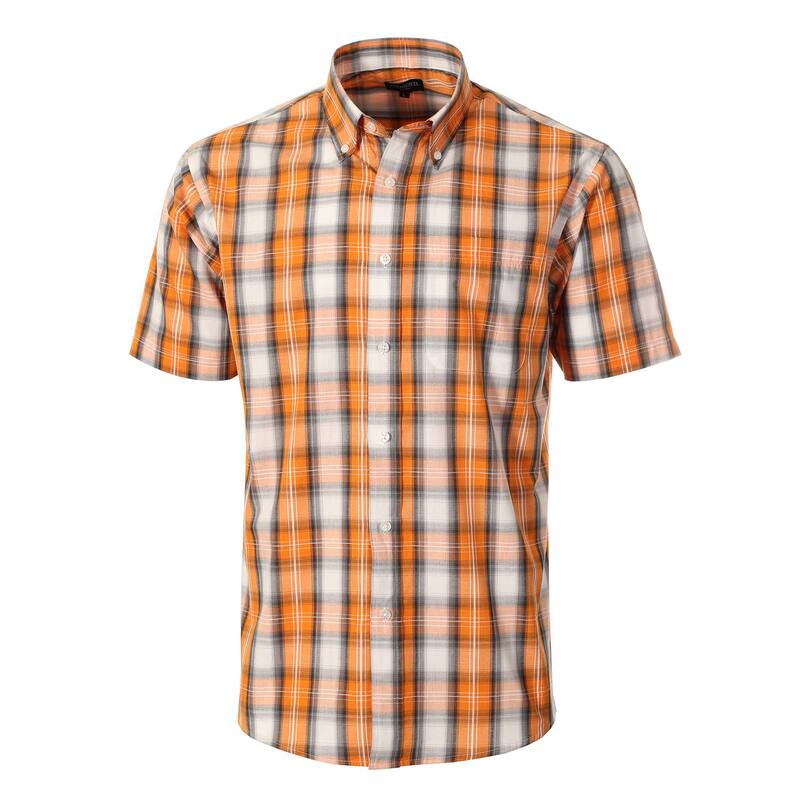 ジョベルティ メンズ トップス Tシャツ Gioberti Men's Plaid Short Sleeve Shirt Orange Gray グレー|ReVida 店