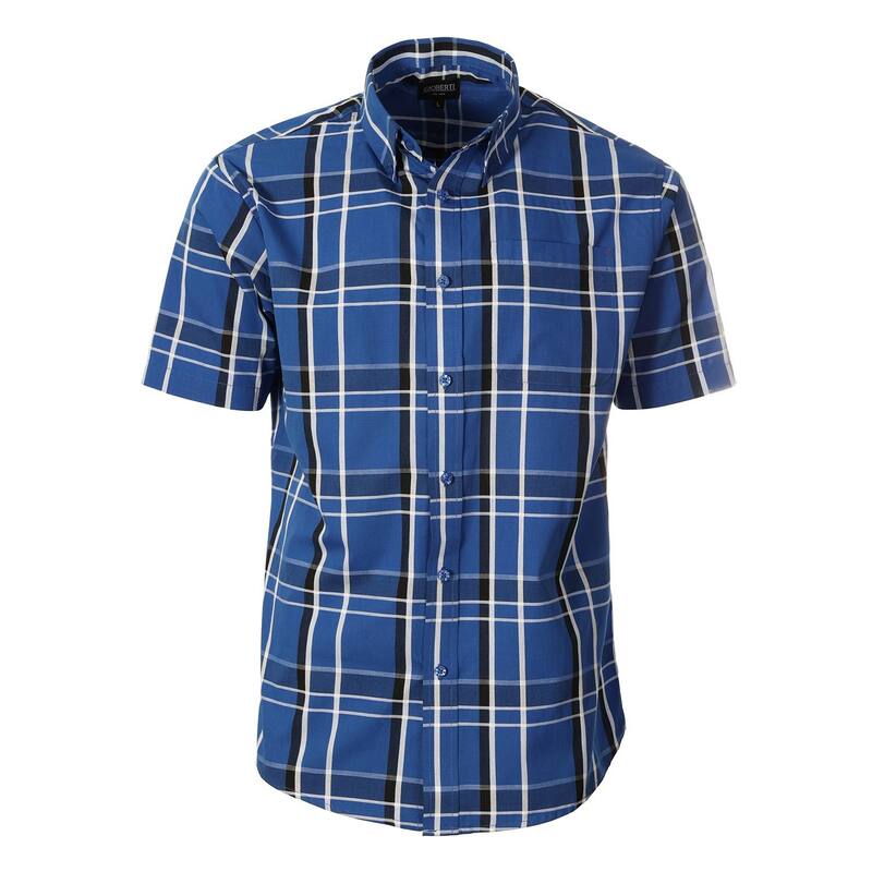 ジョベルティ メンズ トップス Tシャツ Gioberti Men's Plaid Short Sleeve Shirt Royal Blue White ホワイト