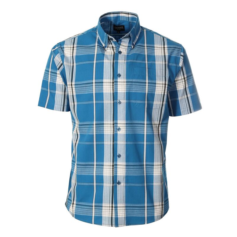 ジョベルティ メンズ トップス Tシャツ Gioberti Men's Plaid Short Sleeve Shirturquoise White ホワイト｜ReVida 店
