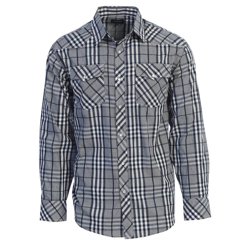ジョベルティ メンズ トップス Tシャツ Gioberti Men's Western Plaid Long Sleeve Shirt With Pearl Snap-onavy Gray White ホワイト｜ReVida 店 8,610円