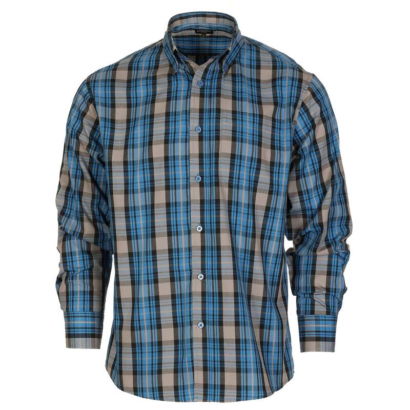 ジョベルティ メンズ トップス Tシャツ Gioberti Men's Long Sleeve Plaid Shirt Blue Cream Black クリーム