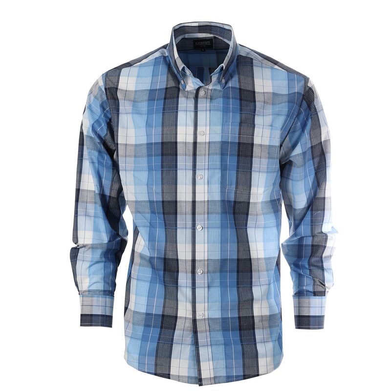 ジョベルティ メンズ トップス Tシャツ Gioberti Men's Long Sleeve Plaid Shirt Blue Striped Band ブルー｜ReVida 店