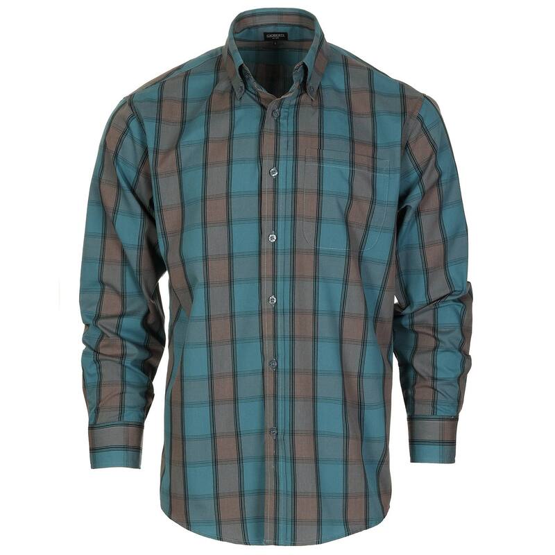 ジョベルティ メンズ トップス Tシャツ Gioberti Men's Long Sleeve Plaid Shirteal Brown ティール｜ReVida 店