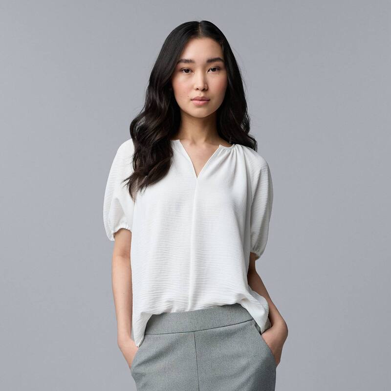 ヴェラウォン レディース トップス プルオーバー トップ Women\u0027simply Vera Wang Shirred Blouse White Knight 白いこと