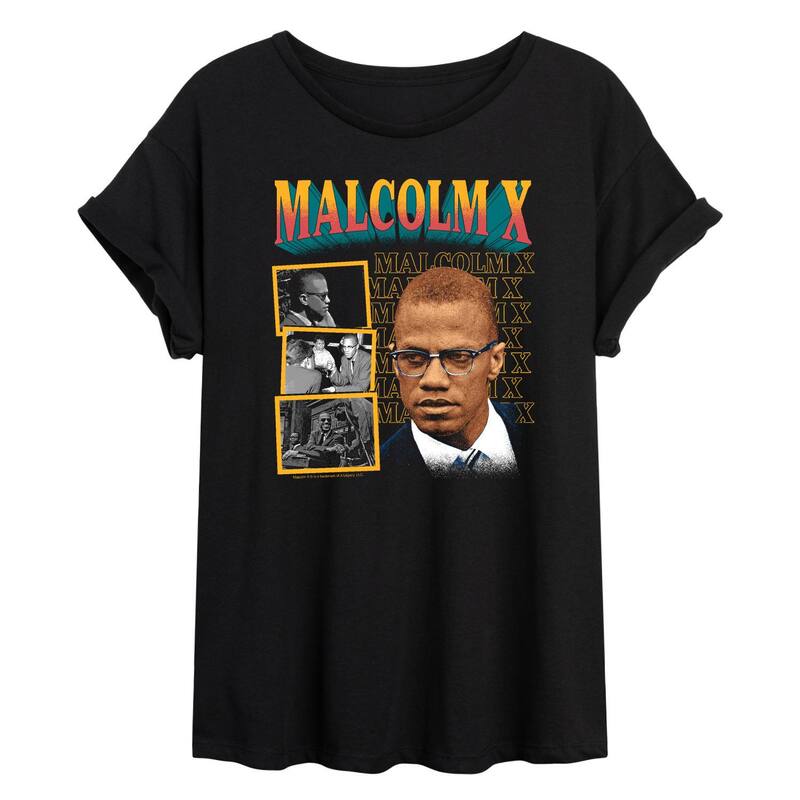 アニメキャラクター レディース トップス Tシャツ Licensed Character Juniors' Malcolm X Oversized Tee Black ブラック