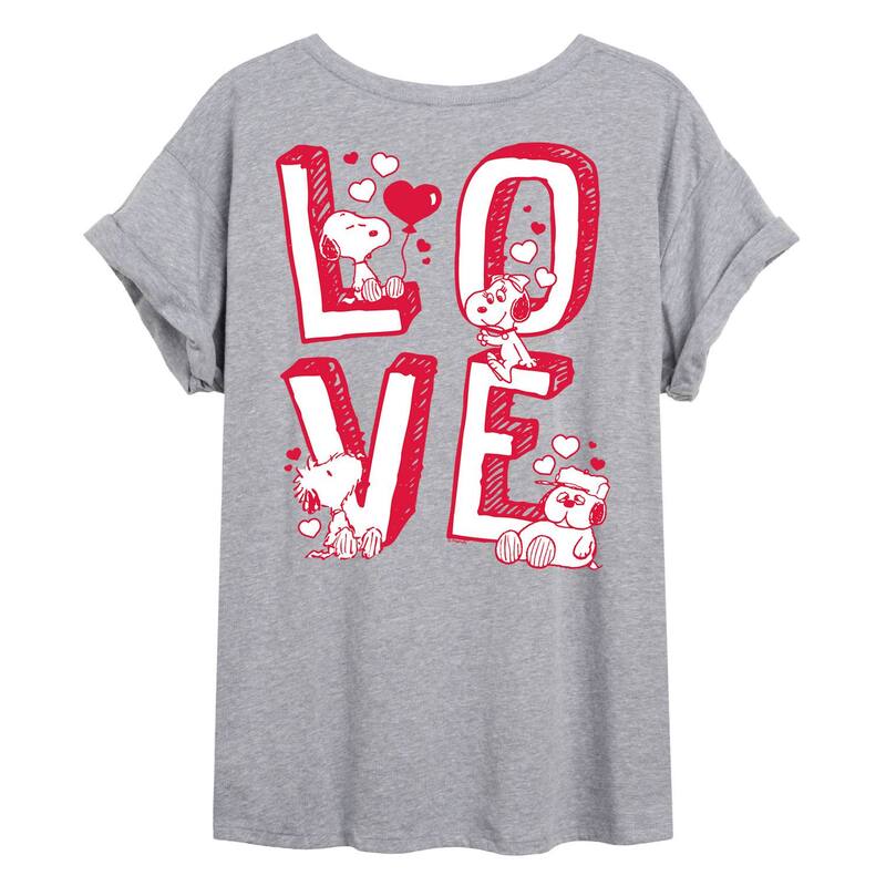 アニメキャラクター レディース トップス Tシャツ Licensed Character Juniors' Peanutsnoopy'siblings Loversized Tee Heather Gray グレー