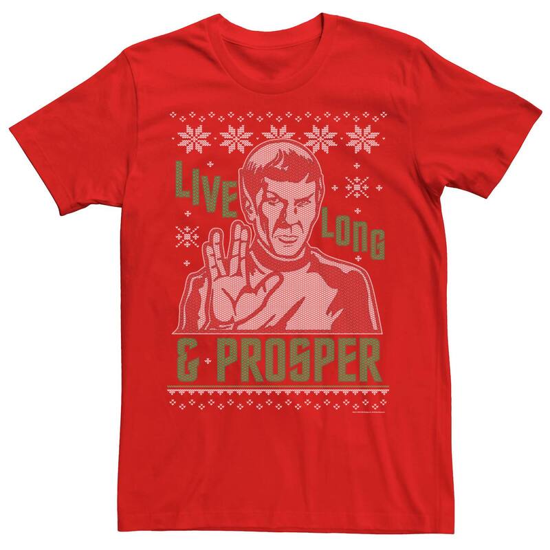 アニメキャラクター メンズ トップス Tシャツ Licensed Character Men'star Trek Original Seriespock Holiday Tee Red レッド
