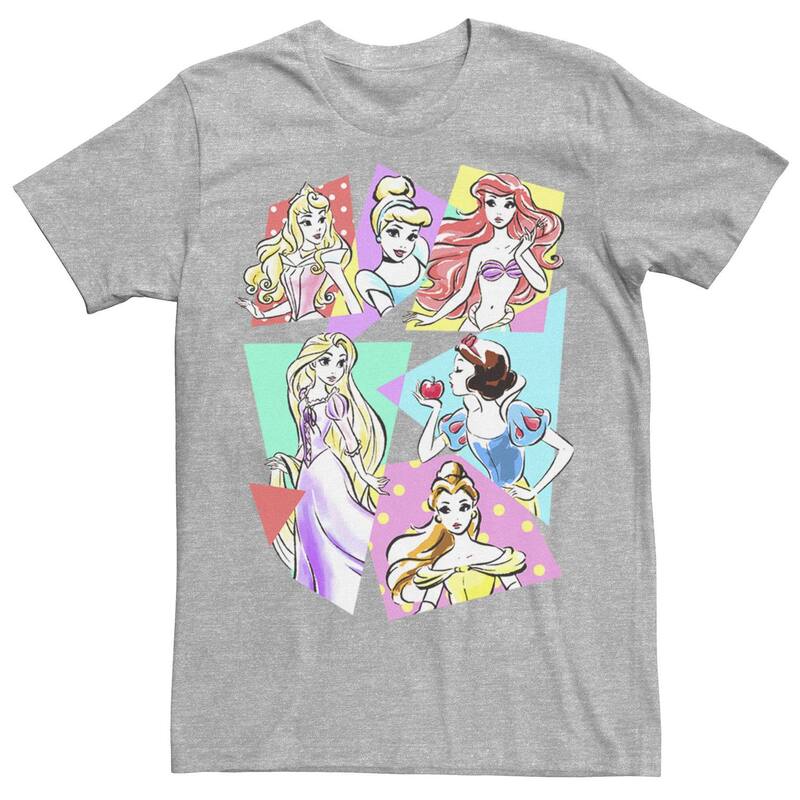 アニメキャラクター メンズ トップス Tシャツ LICENSED CHARACTER Men's Disney Princesses Neon Pop Art Sketch Tee Athletic Heather ヘザー