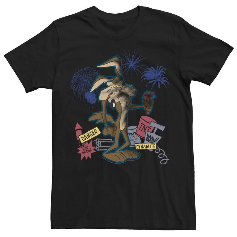 アニメキャラクター メンズ トップス Tシャツ Licensed Character Men's Looney Tunes Wile. Coyote TNT Portraitee Black ブラック